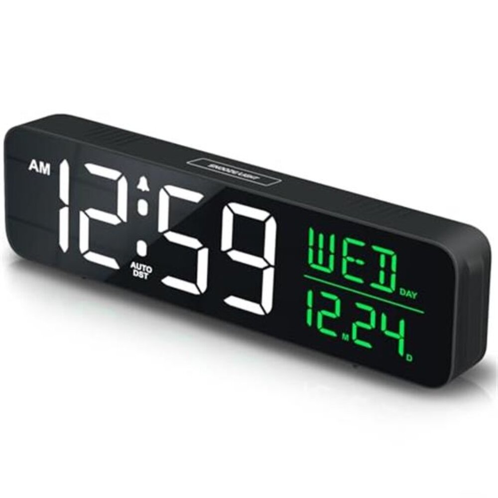 Digital Alarm Clock Large Display Bedroom Desk Table Calendar Dimmable USB
